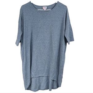 LuLaRoe IRMA Slate Blue High Low Tunic Tee Shirt XS (2/4/6) Short Sleeve Stretch